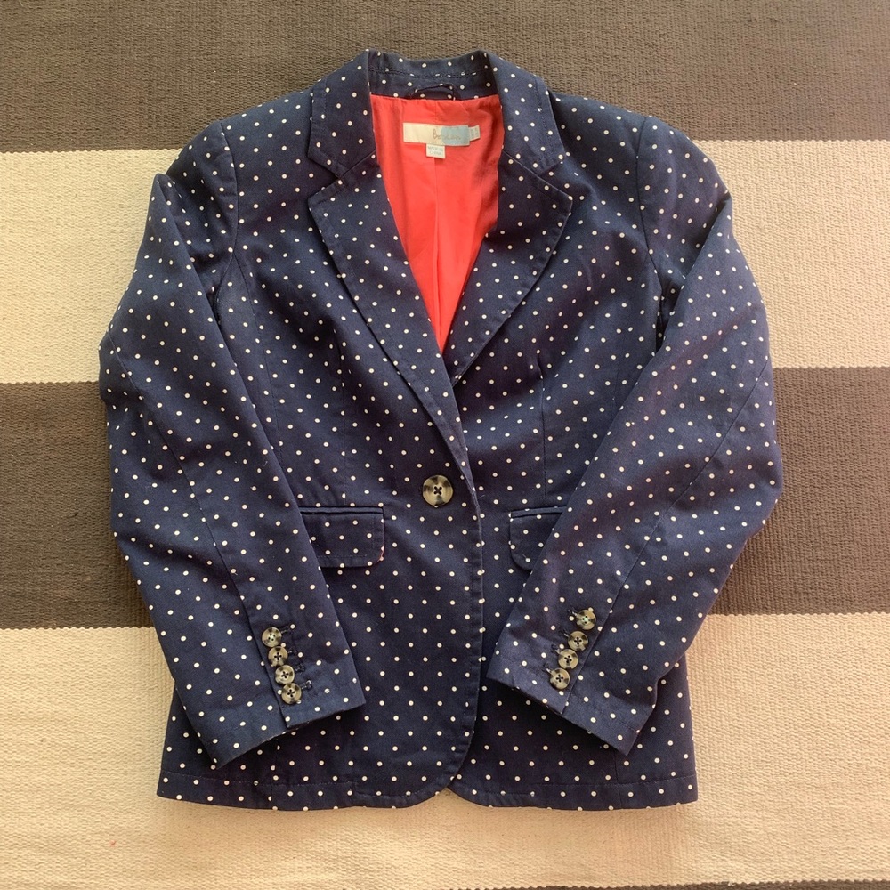 Boden 2p navy polka dot cotton blazer